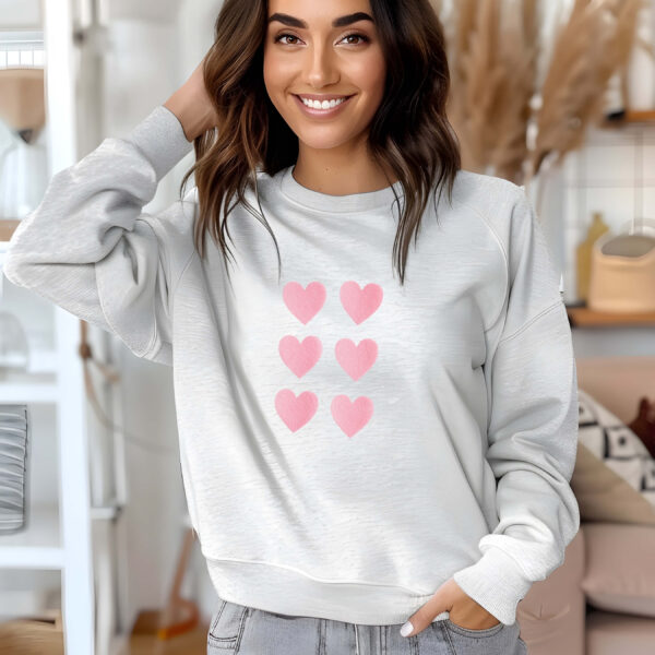 Ash sweatshirt with pink heart grid– feminine and minimal, from Bhoomkins’ sweatshirt collection