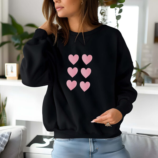 Black sweatshirt with pink heart grid– feminine and minimal, from Bhoomkins’ sweatshirt collection