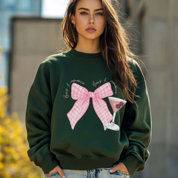 Forest green sweatshirt with romantic bows – dreamy and playful, Bows & Romance by Bhoomkins