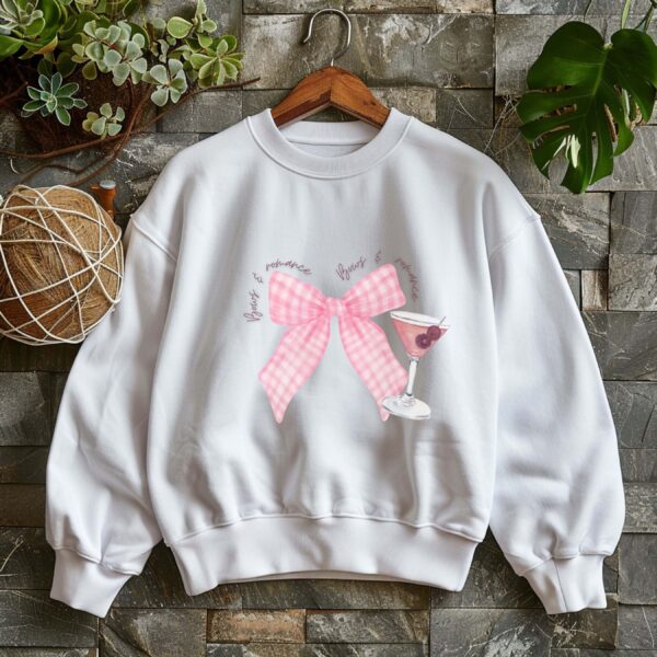 White cozy sweatshirt with romantic bow print – feminine and minimal, from Bhoomkins’ Coquette collection
