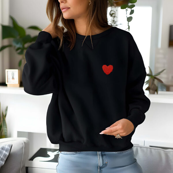 Black sweatshirt with Red Heart – feminine and minimal, from Bhoomkins’ Sweatshirt collection