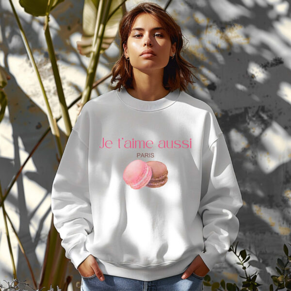 White sweatshirt with Donut print - feminine and minimal, from Bhoomkins’ sweatshirt collection