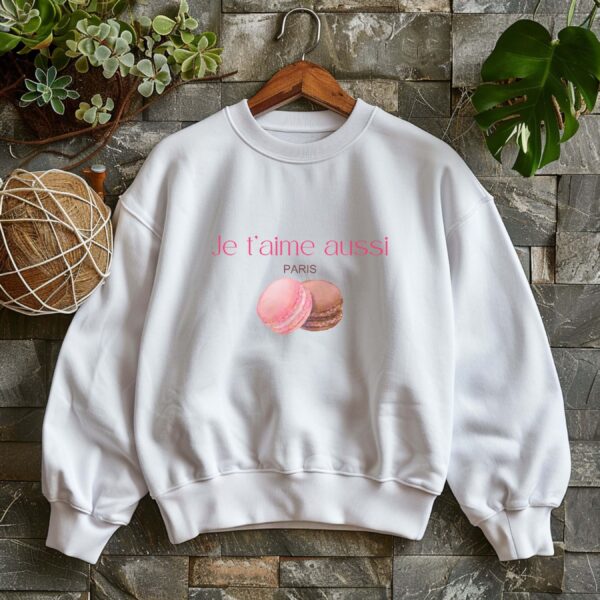 White sweatshirt with Donut print - feminine and minimal, from Bhoomkins’ sweatshirt collection