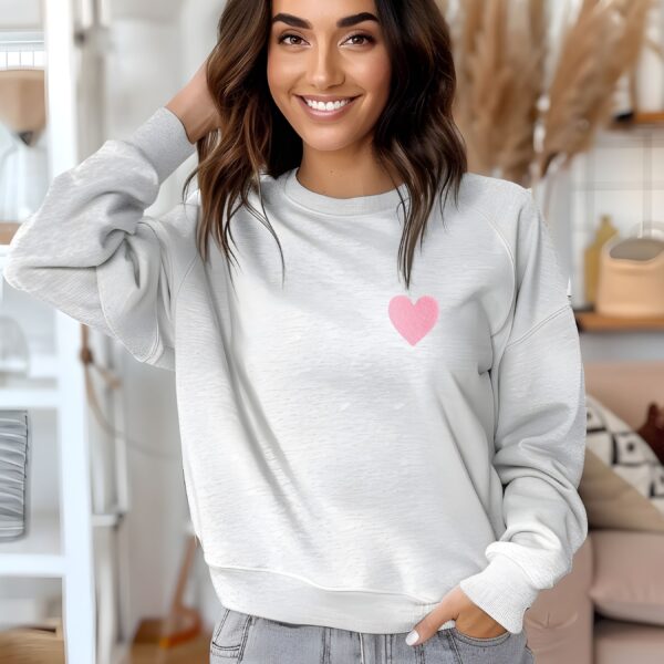 Ash sweatshirt with Pink Heart – feminine and minimal, from Bhoomkins’ Sweatshirt collection