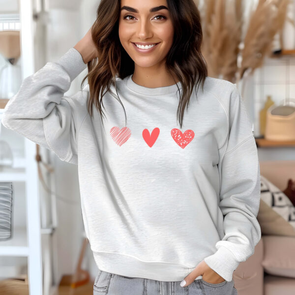 Ash sweatshirt with red hearts print – feminine and minimal, from Bhoomkins’ Sweatshirts collection